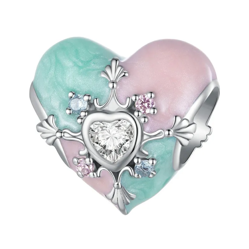 Heart Shaped Easter Colorful Charm Silver For Easter