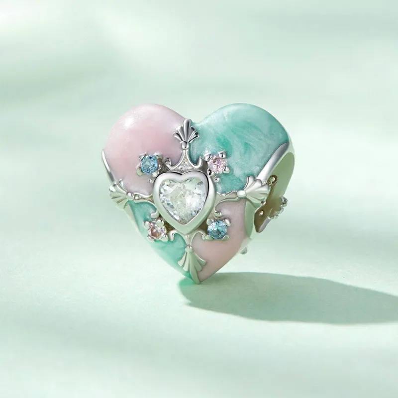 Heart Shaped Easter Colorful Charm Silver For Easter 1