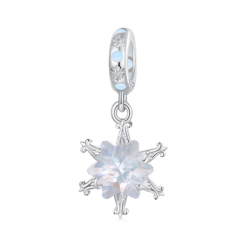 Ice Flower Pendant Dangle Charm Silver Christmas Gifts