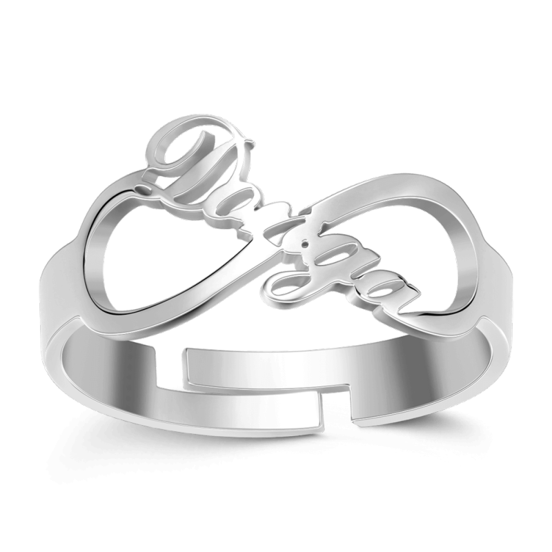 Infinity Name Ring Platinum Plated Silver 1