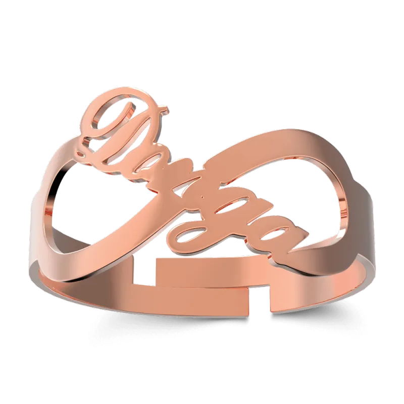 Infinity Name Ring Rose Gold Plated Silver