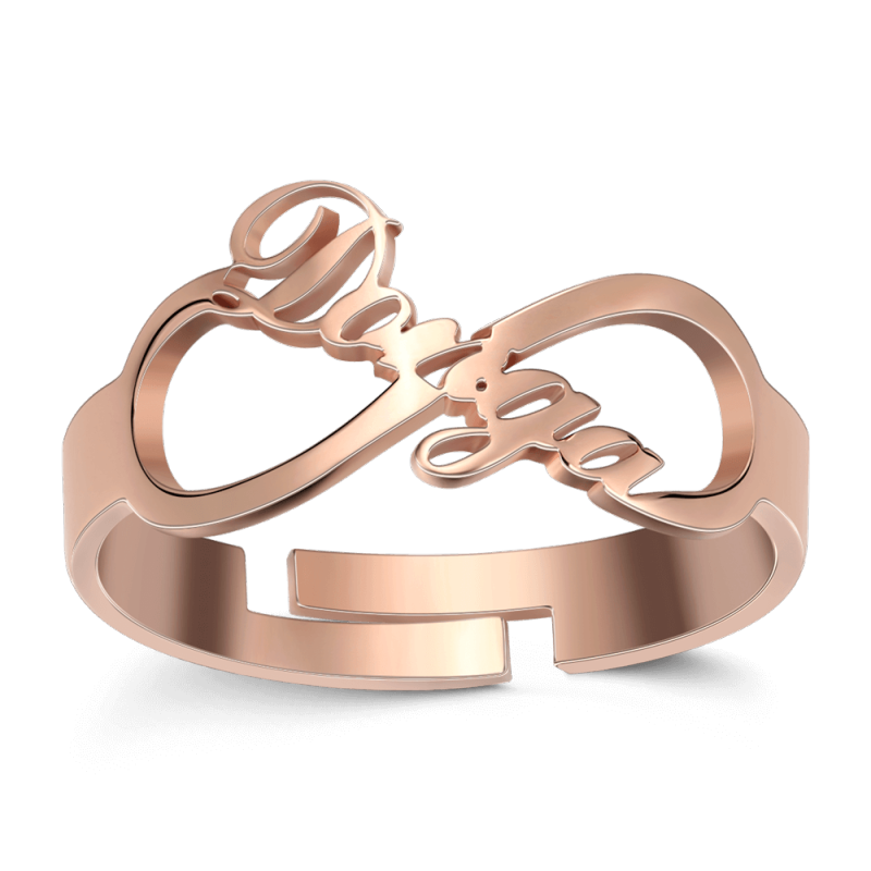 Infinity Name Ring Rose Gold Plated Silver 1