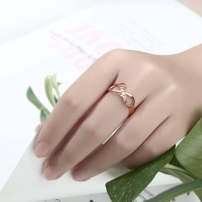 Infinity Name Ring Rose Gold Plated Silver 3