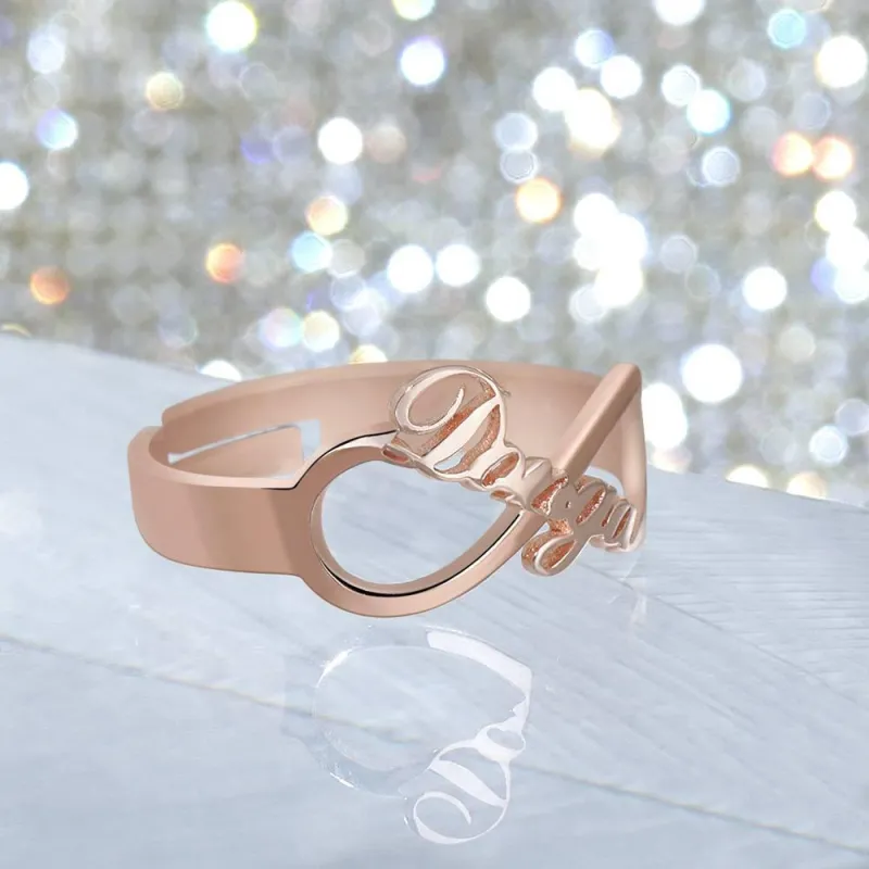 Infinity Name Ring Rose Gold Plated Silver 5