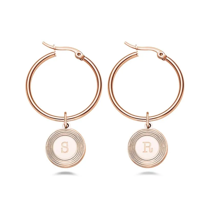 Initial Letter Earrings Stylish Alphabet Round Earrings