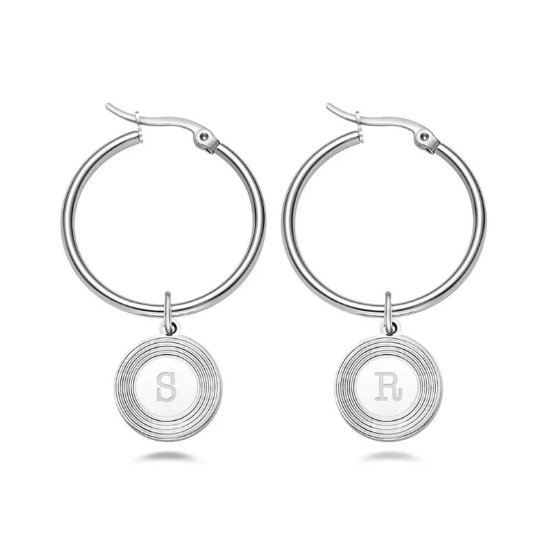 Initial Letter Earrings Stylish Alphabet Round Earrings 2