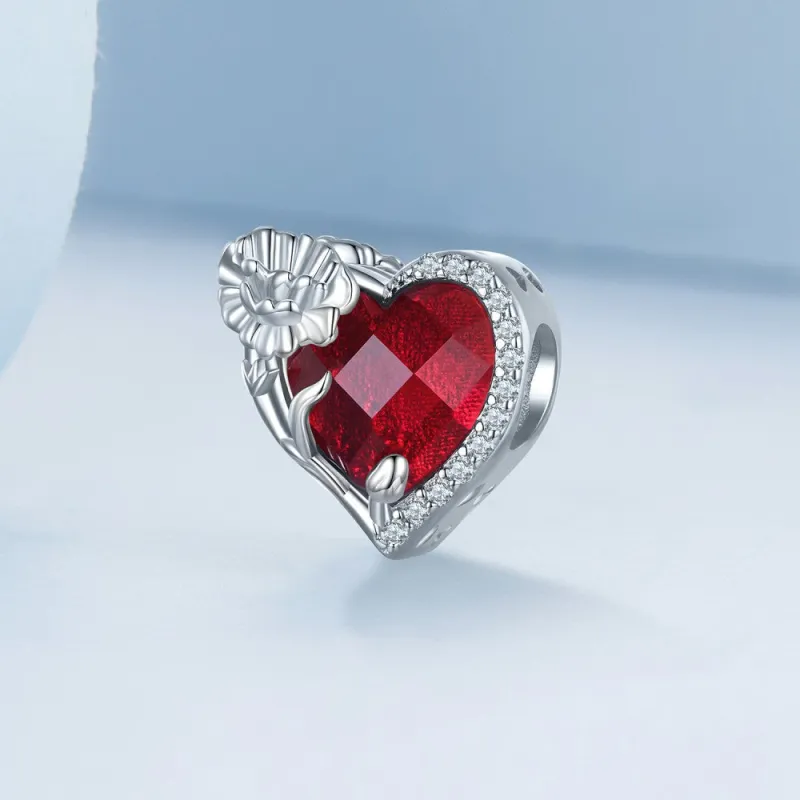 January Birthstone Red Charm Silver 1