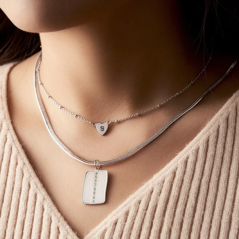 Layered Custom Letter Necklace Personalized Date Necklace Anniversary Gifts for Women 4