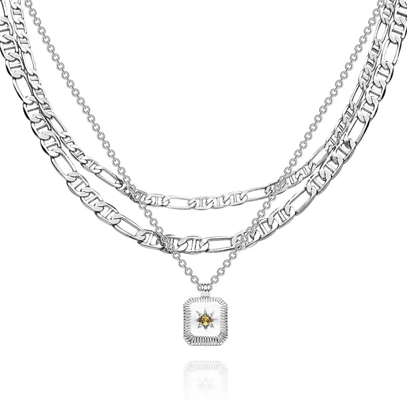 Layered Custom Necklace Birthstone Star Ridge Pendant Necklace 4