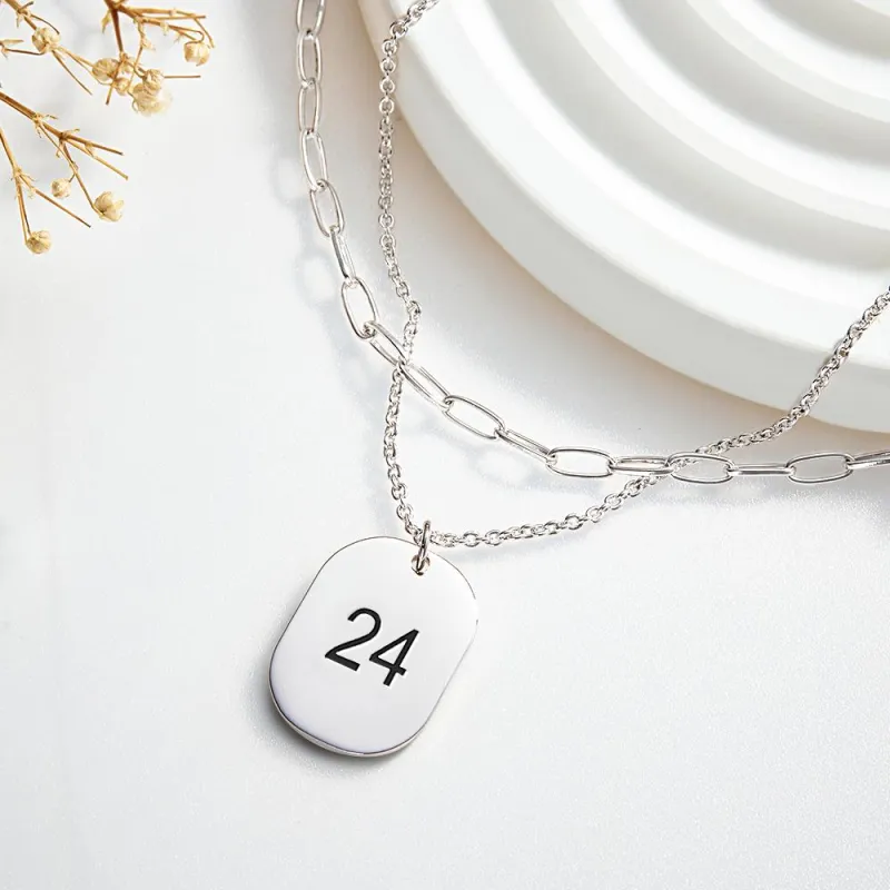 Layered Custom Necklace Engraved Necklace Anniversary Gifts 2