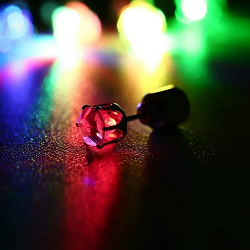 LED Colorful Luminous Earrings Flashing Light up Stud Accessories for Party 3