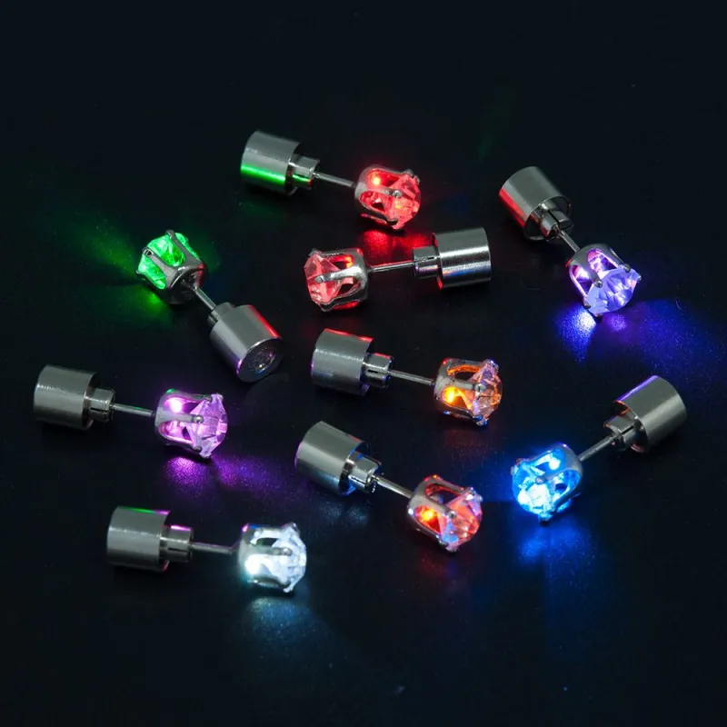 LED Colorful Luminous Earrings Flashing Light up Stud Accessories for Party 6