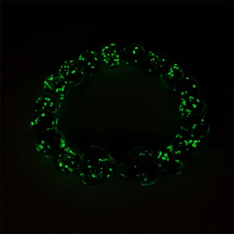 Lime Green Heart-to-Heart Firefly Glass Stretch Beaded Bracelet Glow in the Dark Luminous Bracelet 1