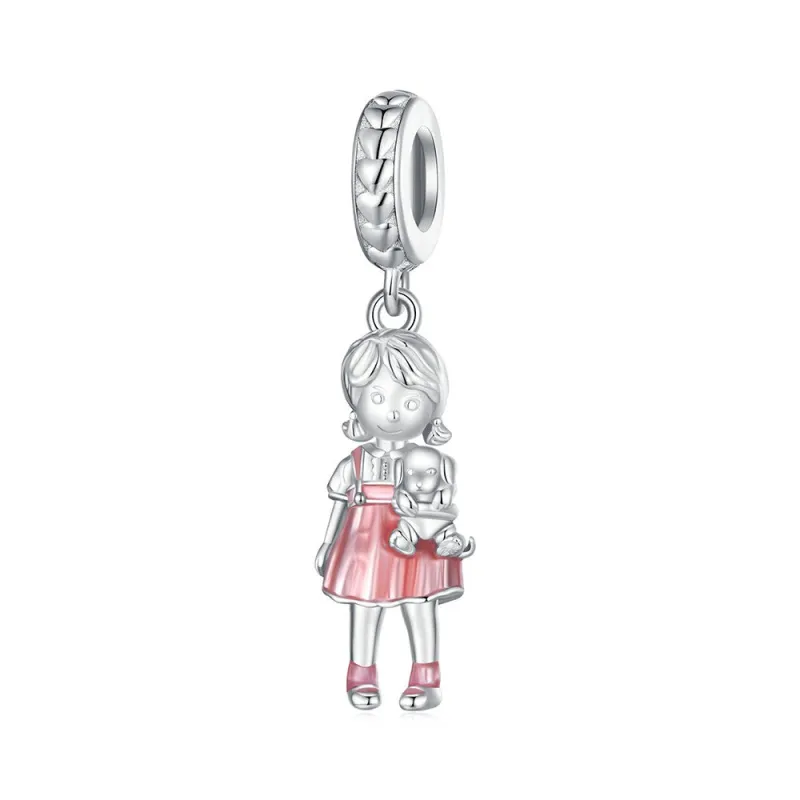 Little Girl Dangle Charm Silver