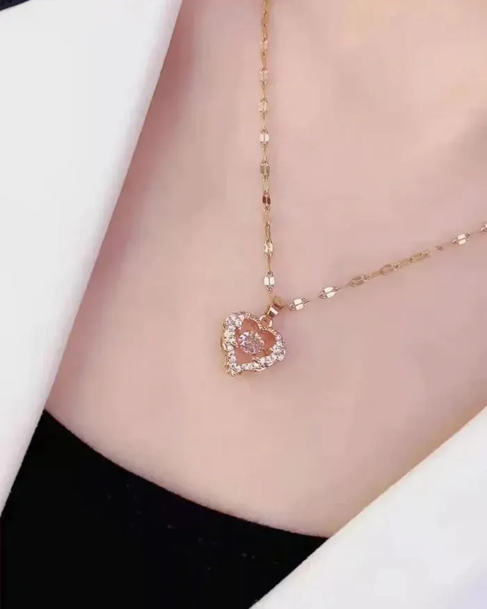 Love Heart Necklace Elegant Wing Diamond Gift 4