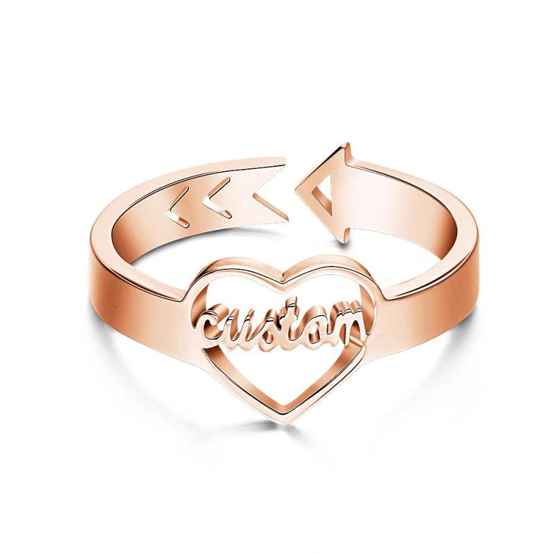 Loving Heart Custom Name Adjustable Ring For Women Girls Engagement Gift 6