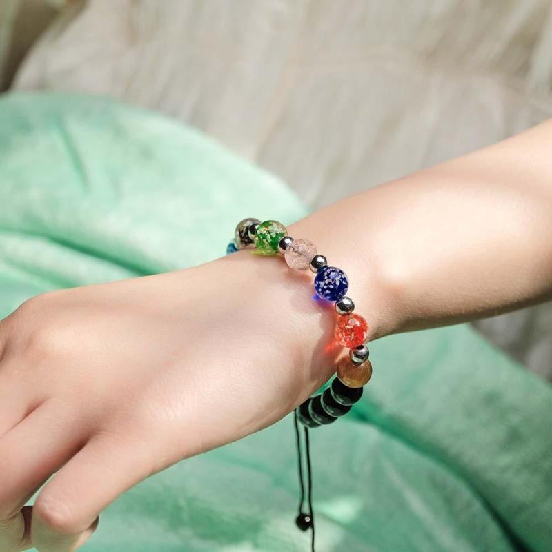 Luminous Silver Beads Six-Color Firefly Glass Braided Bracelet Glow in the Dark Luminous Bracelet 4