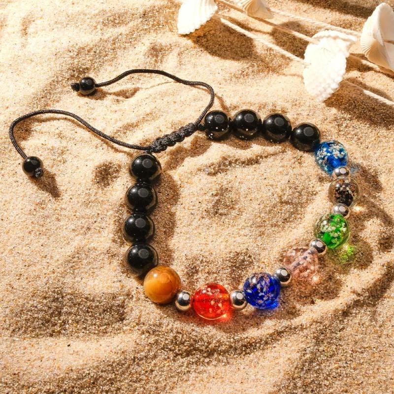 Luminous Silver Beads Six-Color Firefly Glass Braided Bracelet Glow in the Dark Luminous Bracelet 5