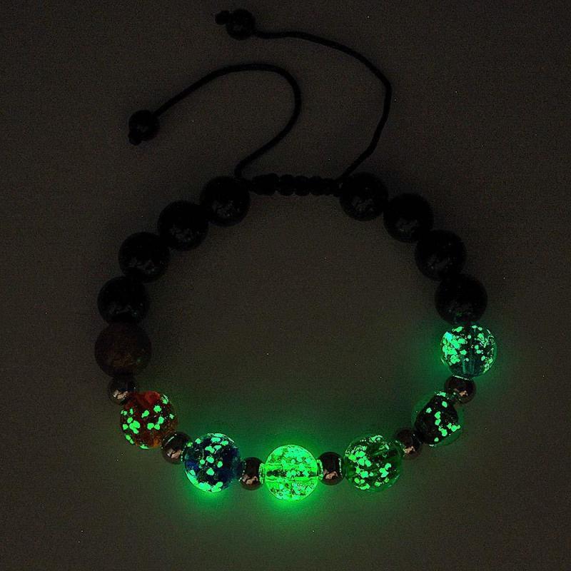 Luminous Silver Beads Six-Color Firefly Glass Braided Bracelet Glow in the Dark Luminous Bracelet 1