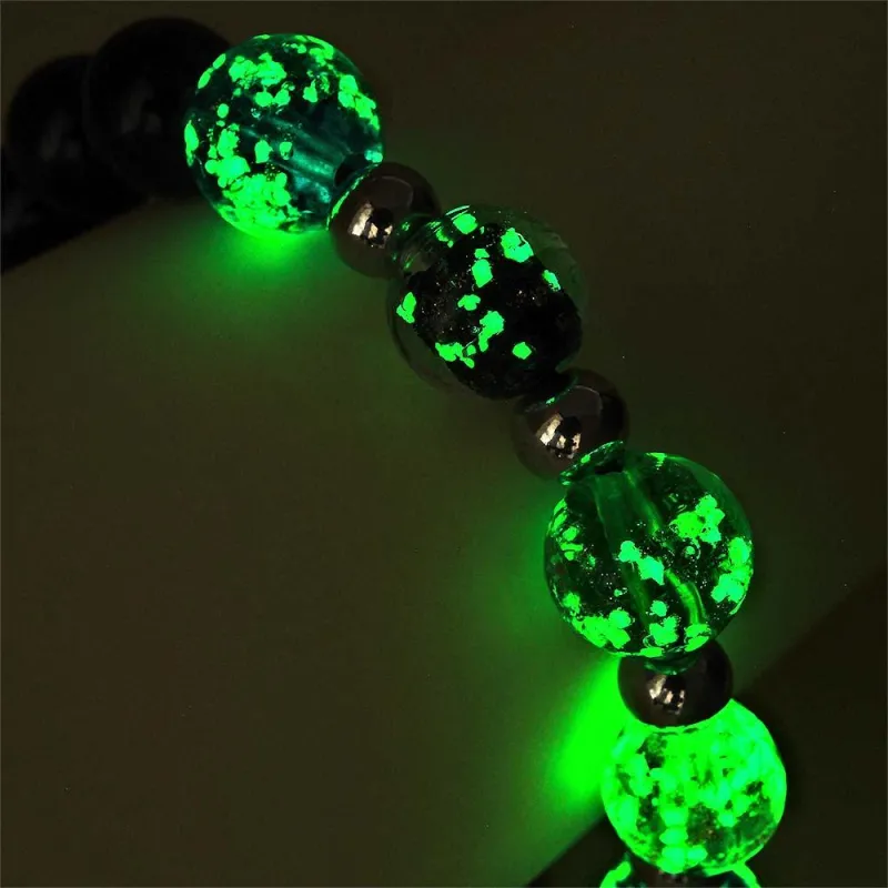 Luminous Silver Beads Six-Color Firefly Glass Braided Bracelet Glow in the Dark Luminous Bracelet 3