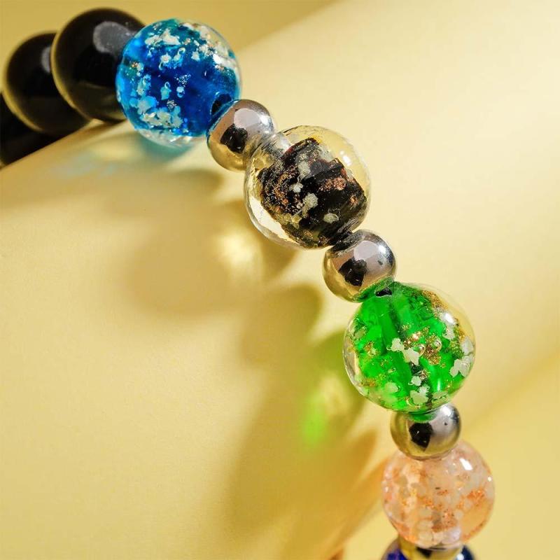 Luminous Silver Beads Six-Color Firefly Glass Braided Bracelet Glow in the Dark Luminous Bracelet 2