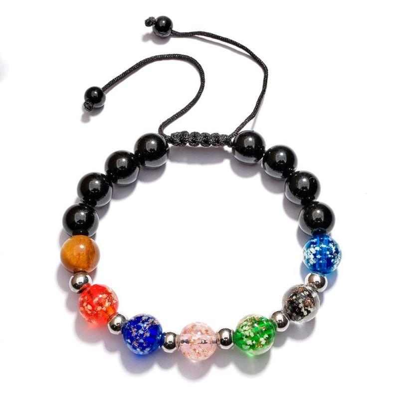 Luminous Silver Beads Six-Color Firefly Glass Braided Bracelet Glow in the Dark Luminous Bracelet