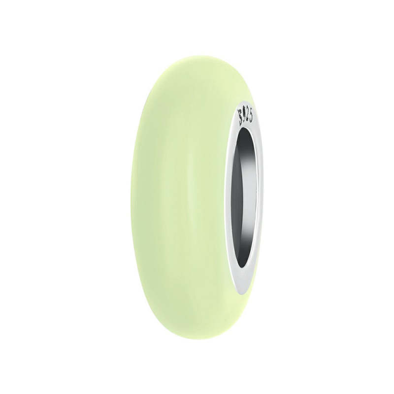 Macaron Light Green Stopper Charm Spacer Charm Silver