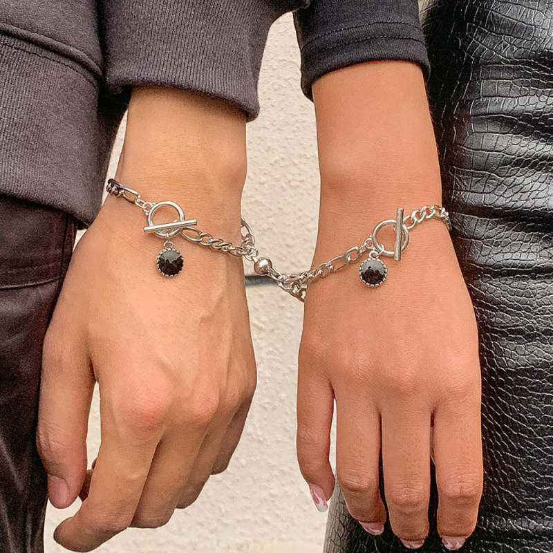 Magnetic Couple Bracelet Set Punk Design Valentine's Day Gift for Couples