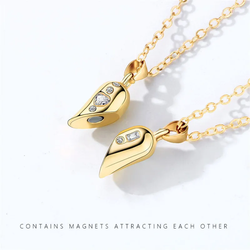 Magnetic Rotating Couples Necklaces Heart Necklace Gifts for Him and Her 3