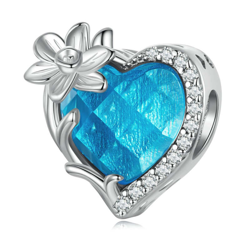 March Birthstone Blue Charm Silver