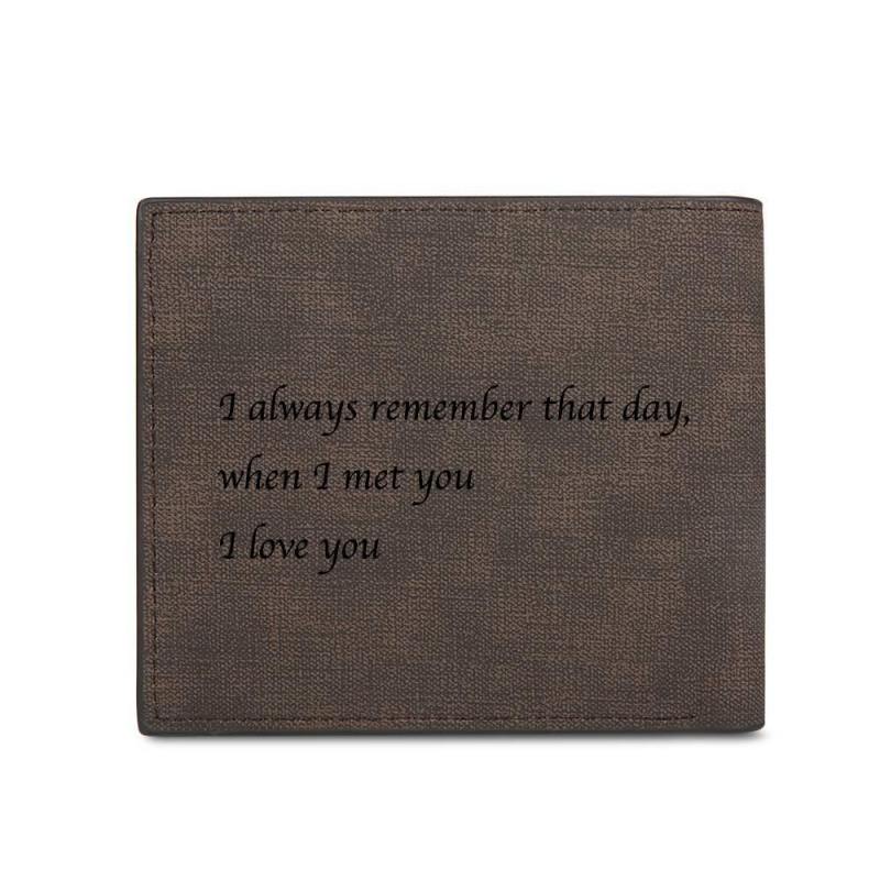 Men's Bifold Custom Inscription Photo Wallet - Coffee Leather 1