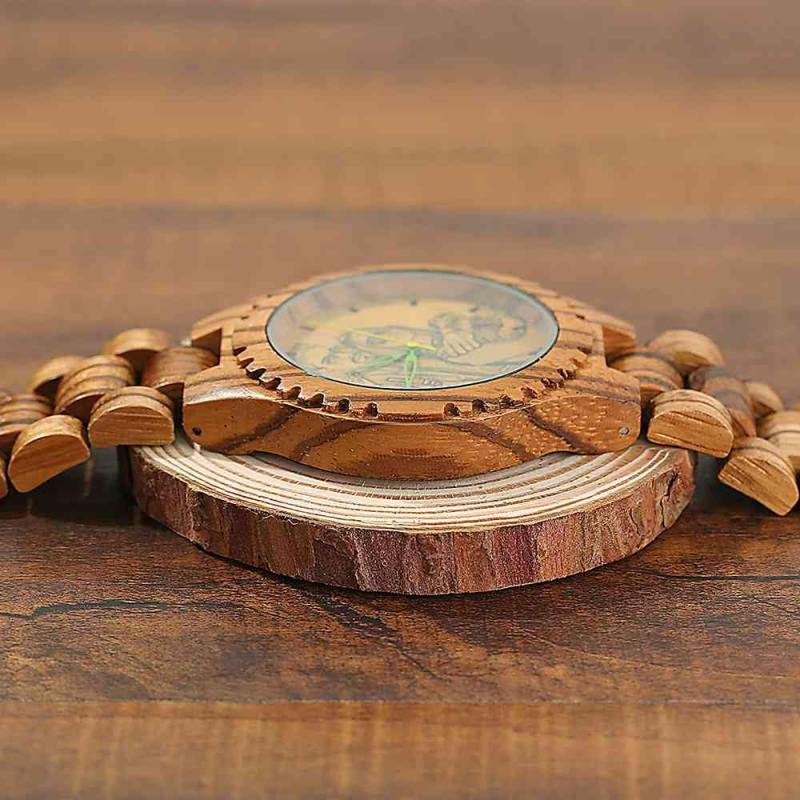 Men's Engraved Wooden Photo Watch Wooden Strap 45mm 4