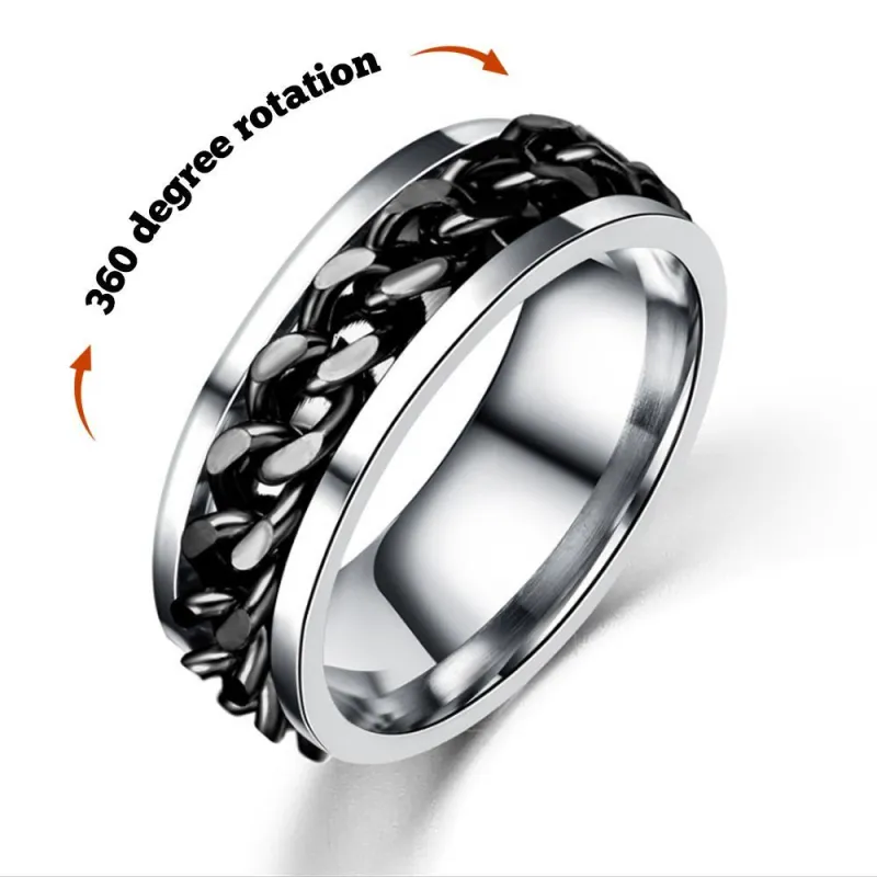 Men's Fidget Ring For Anxiety Rotating Ring Punk Rock Bands Male Boys Jewelry Gifts For Him 1