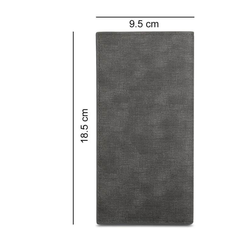 Men's Long Style Bifold Custom Inscription Photo Engraved Wallet - Grey Leather 2