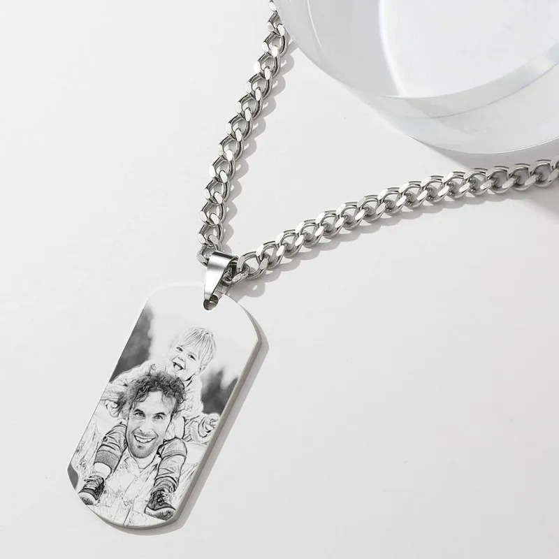 Men's Necklace Engraved Necklace Pesonalized Photo Necklace Gifts for Him 3