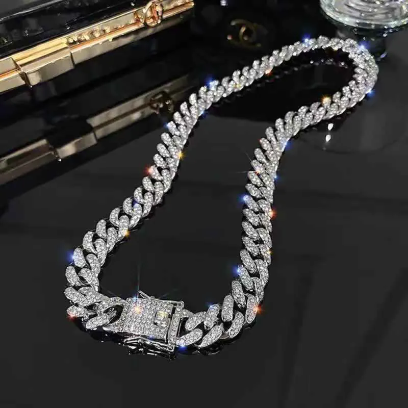 Men's Necklace Full Diamond Cuban Chain Punk Stacking Chain Gift For Boyfriend 1