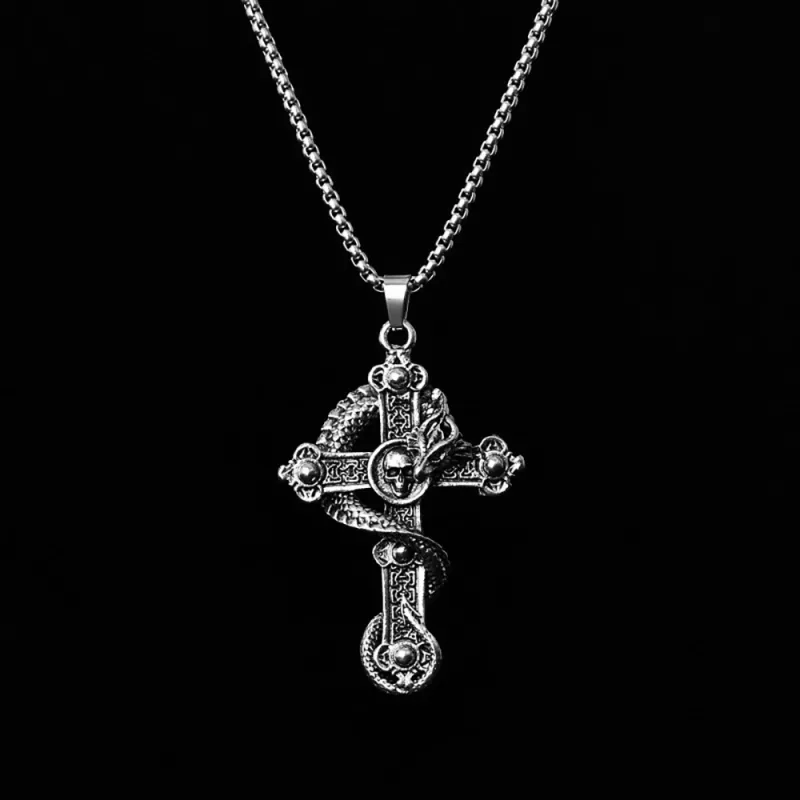 Men's Necklace Punk Necklace Skull Pandragon Cross Pendant Necklace Gift For Boyfriend 6