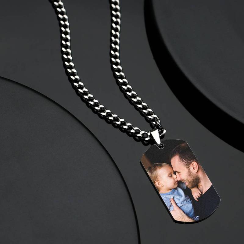 Men's Photo Tag Necklace With Engraving Stainless Steel Gifts For Him 4