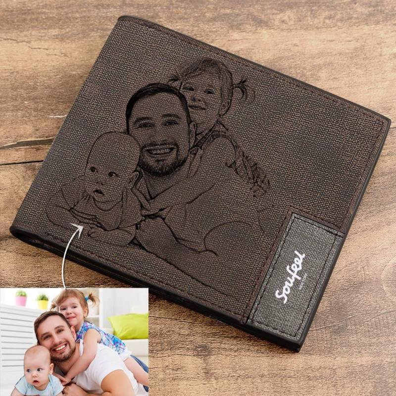 Mens Wallet, Personalized Wallet, Photo Wallet with Engraving Gifts for Men