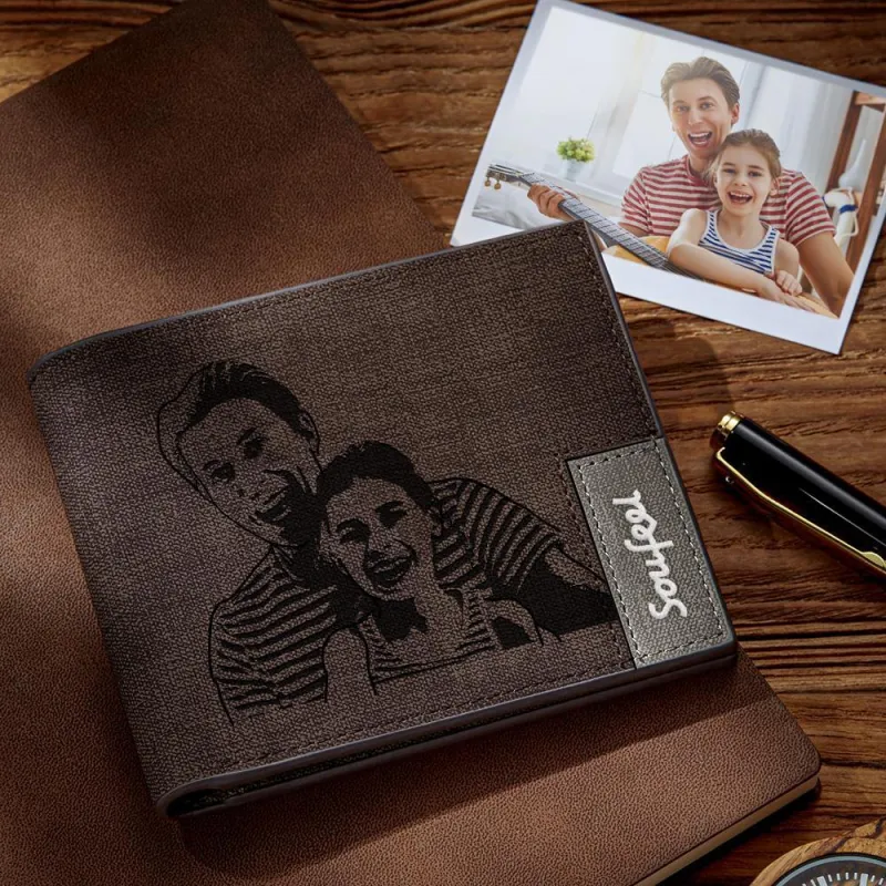 Mens Wallet, Personalized Wallet, Photo Wallet with Engraving Gifts for Men 4