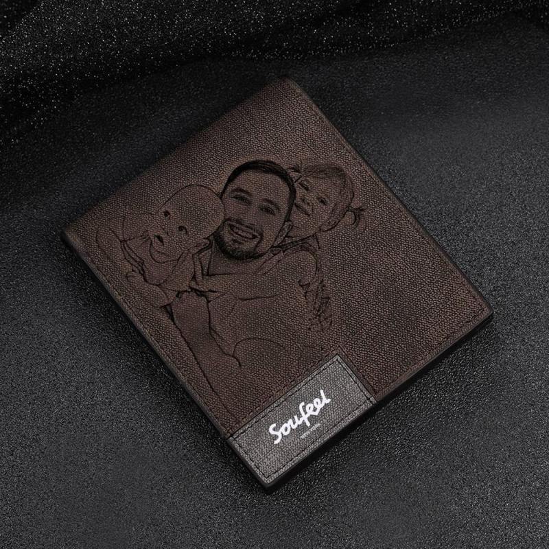 Men's Wallet Set, Personalized Wallet, Photo Wallet with Engraving Wallet Card for Farther's Day 4