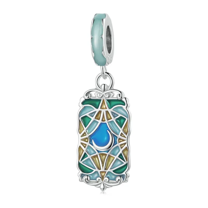 Moon Enamel Tarot Dangle Charm Silver