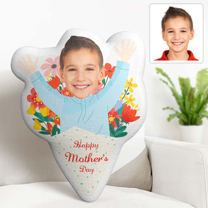 My Face Pillow Custom Photo Face Pillow Mother's Day Flower Face Pillow