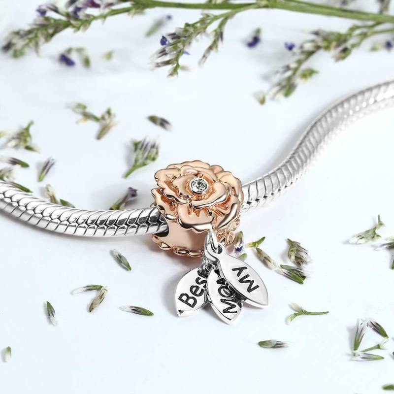 My Mom Best Charm Rose Gold Plated Silver Soufeel Crystal 3