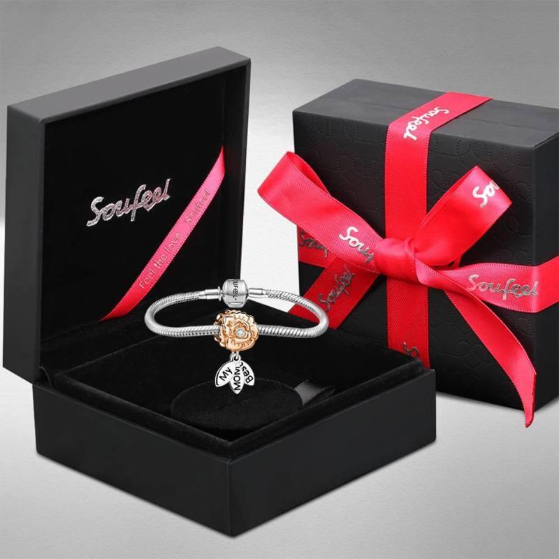 My Mom Best Charm Rose Gold Plated Silver Soufeel Crystal 5