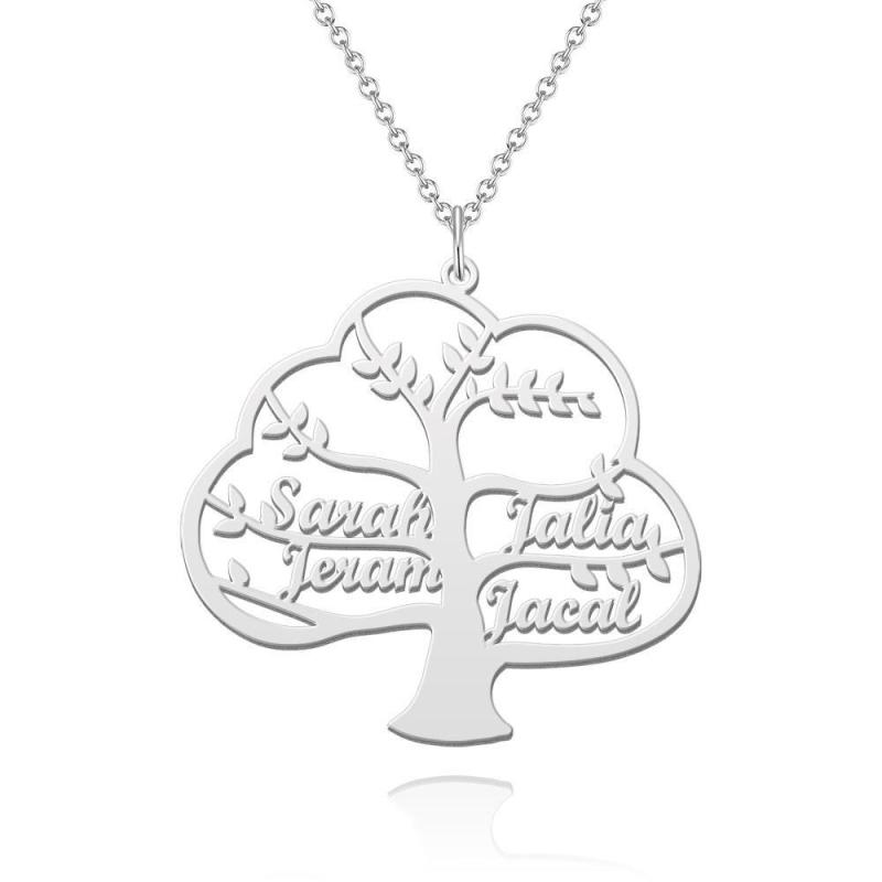 Name Necklace Family Tree of Life Necklace Name Pendant Memorial Gift Custom Family Names Silver 1-6 Names 4