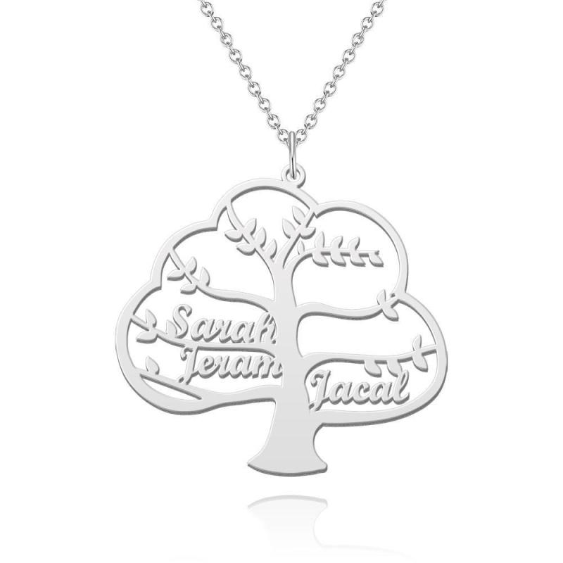 Name Necklace Family Tree of Life Necklace Name Pendant Memorial Gift Custom Family Names Silver 1-6 Names