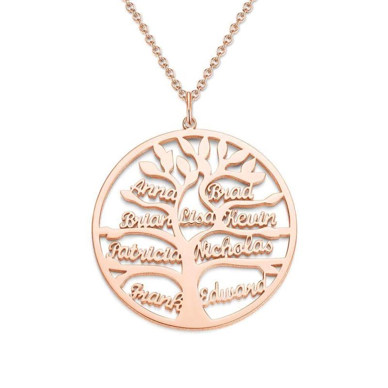 Name Necklace Memorial Family Tree Necklace with 3 Names Plated Platinum Silver Gift for Friends 6