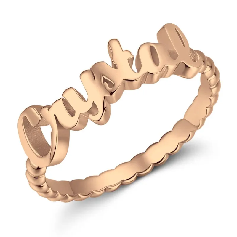 Name Rings, Personalize Gift For Her Rose Gold Plated