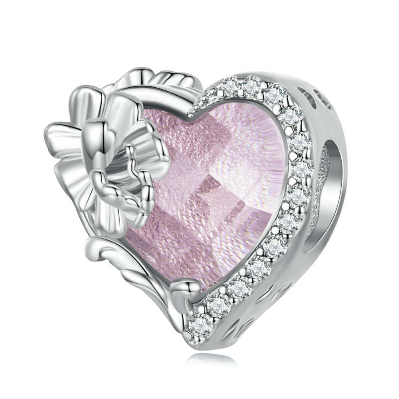 October Birthstone Pink Charm Silver